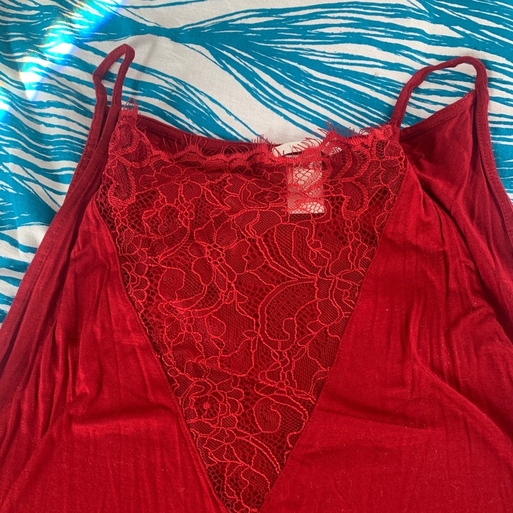 H & M cranberry red lace tank top
